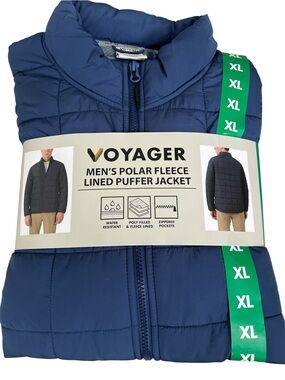 Voyager Men’s Polar Fleece Lined Puffer Jacket - Navy